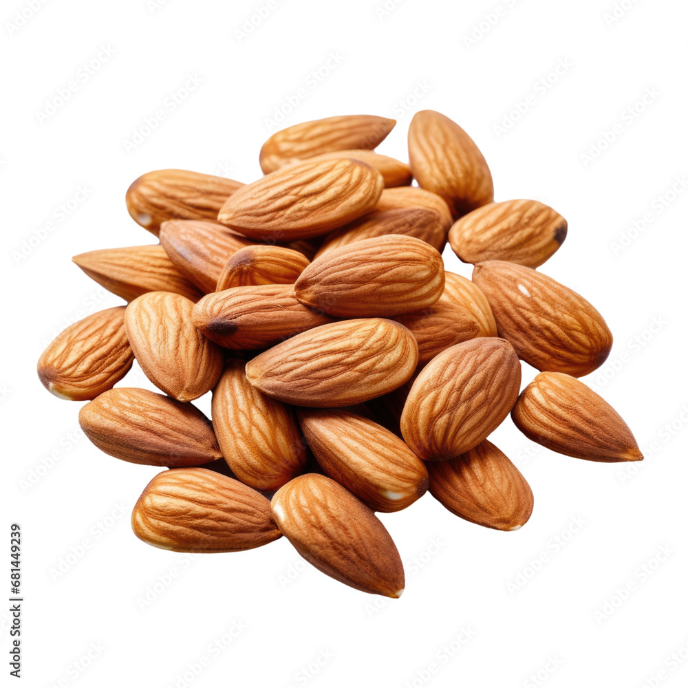 Heap of peeled almonds on a white or transparent isolated background, png Heap of peeled almonds on a white or transparent isolated background, png