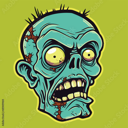 Funny Zombie Head Vector Illustration Bold Design