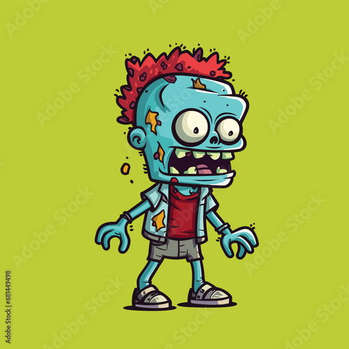 Cute Zombie Vector Illustration with Clean Lines and Bold Design