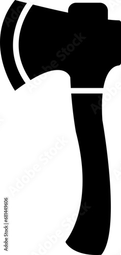 Wooden axe icon isolated on Transparent background. Element for business woodworking or lumberjack emblem or icon. Builder construction metal axe with handle made of wood. Black Axe fill icon for web.