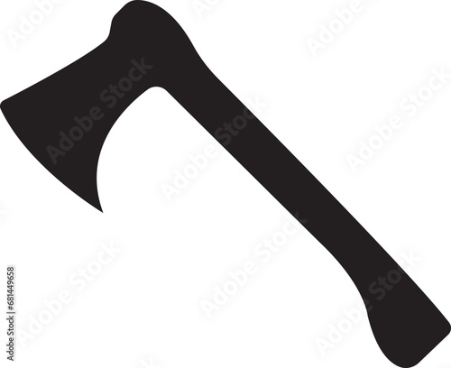Wooden axe icon isolated on Transparent background. Element for business woodworking or lumberjack emblem or icon. Builder construction metal axe with handle made of wood. Black Axe fill icon for web.