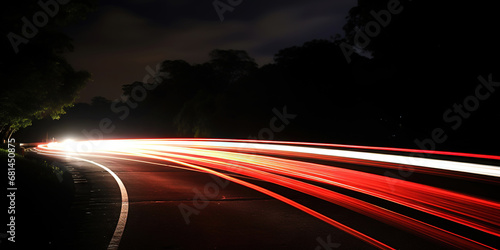 Rush of Twilight: Streaks of Speed. Speed light trails, Colorful glowing swirls. Generative AI