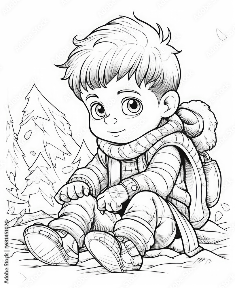 Coloring Page for Young Kids, cartoon style, thick lines, low detail, no shading