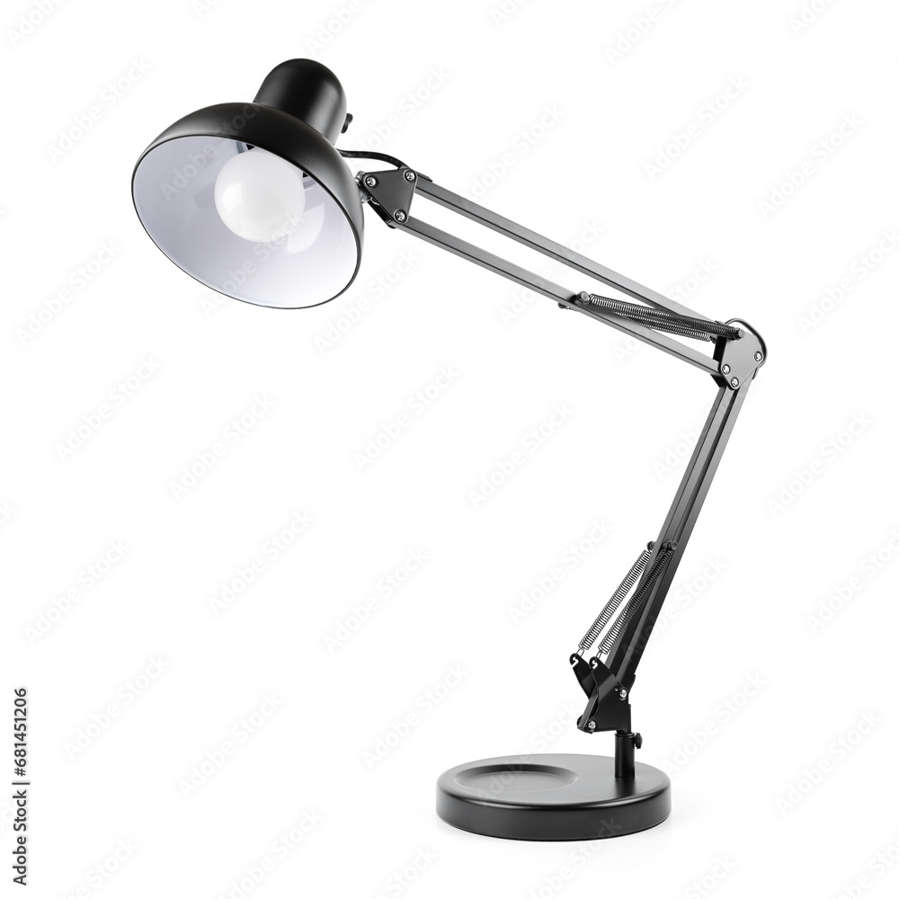 Black desk lamp isolated on white background. table lamp with white background