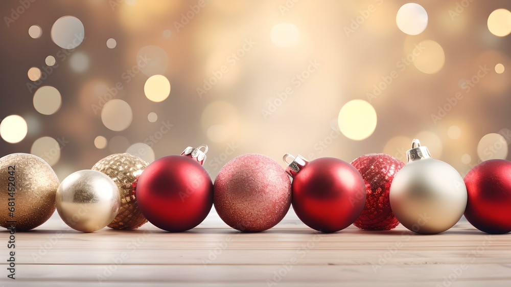 Elegantes Podest Beleuchtete Christbaumkugeln im festlichen Ambiente