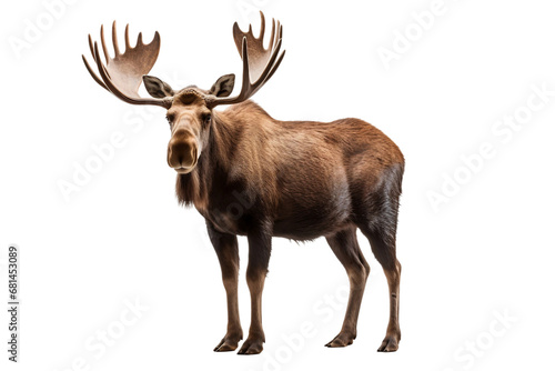 Moose in Tranquil Setting Isolated on transparent background. Generative Ai