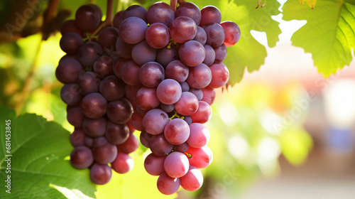 A cluster of grapes hanging from a vine