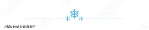Divider with Snowflake. Christmas winter frame border horizontal line shape icon for decorative xmas vintage. Doodle element, greeting card, invitation. design vector illustration