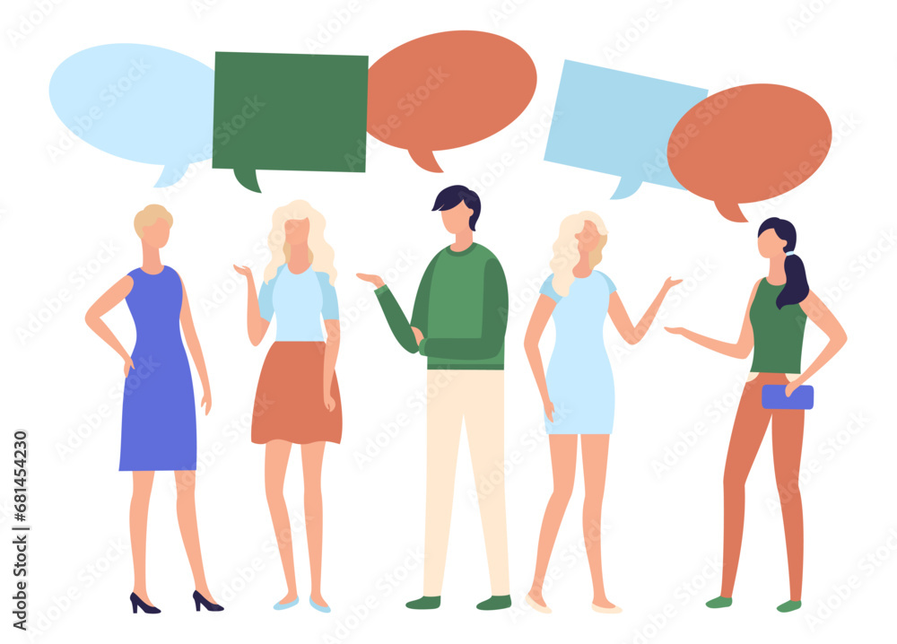 Fototapeta premium People talking. Vector illustration. Effective communication is essential for individuals to convey their thoughts and feelings Conversations play vital role in establishing and nurturing personal