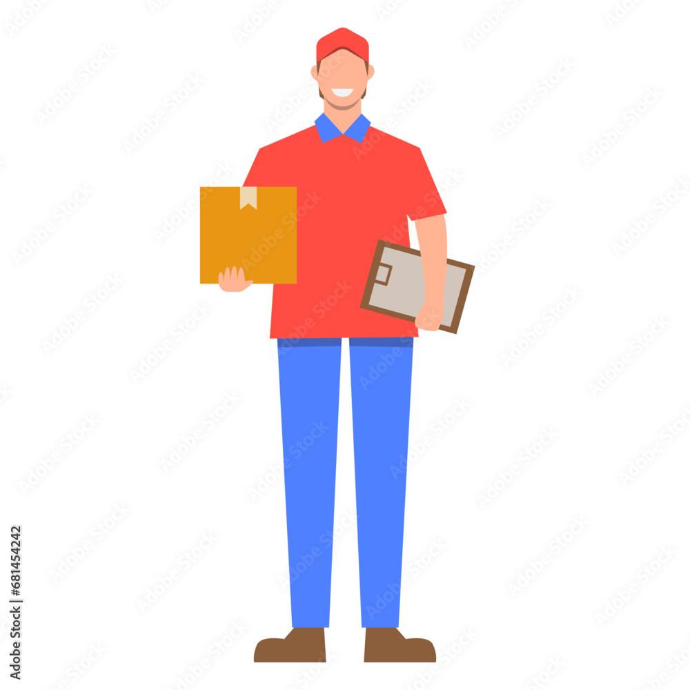 Flat Illustration of Faceless Courier Character. Vector Design