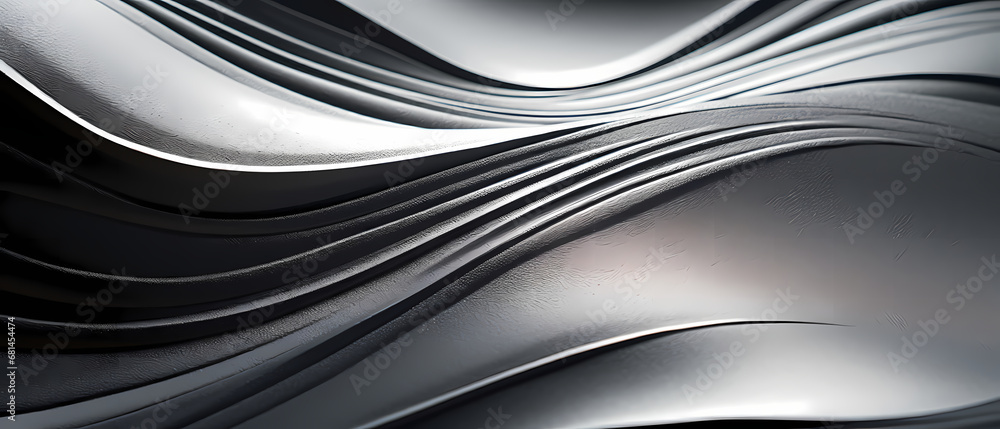 Fototapeta premium Close-up of metal wavy surface. Beautiful banner for decoration design, print, wallpaper, textile, interior design, poster.