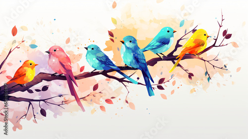 Cute flock of colorful birds © Crafter