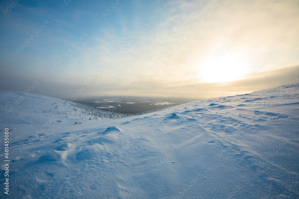 Winter landscape in Pallas Yllastunturi National Park, Lapland, Finland