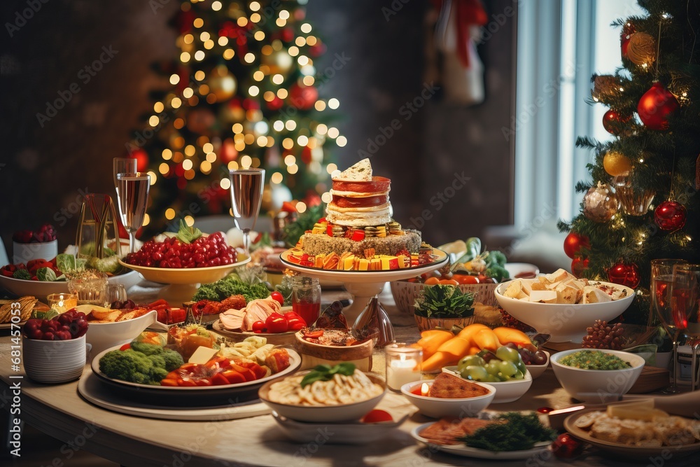 christmas table with christmas decoration