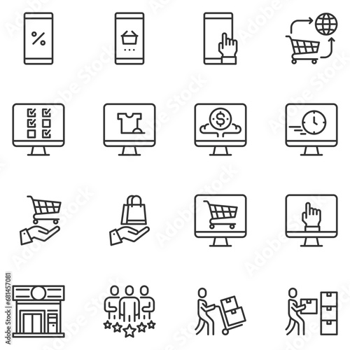 shopping icons . line vector illustration