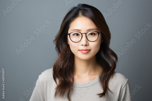 Portrait of a beautiful young asian woman with eyeglasses.