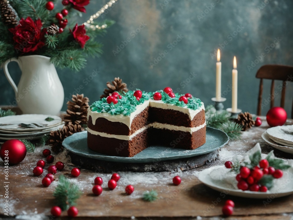 Festive cake on a beautifully decorated table Festive cake on a beautifully decorated table