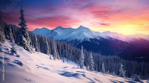 Winter mountain landscape at sunrise © Veniamin Kraskov