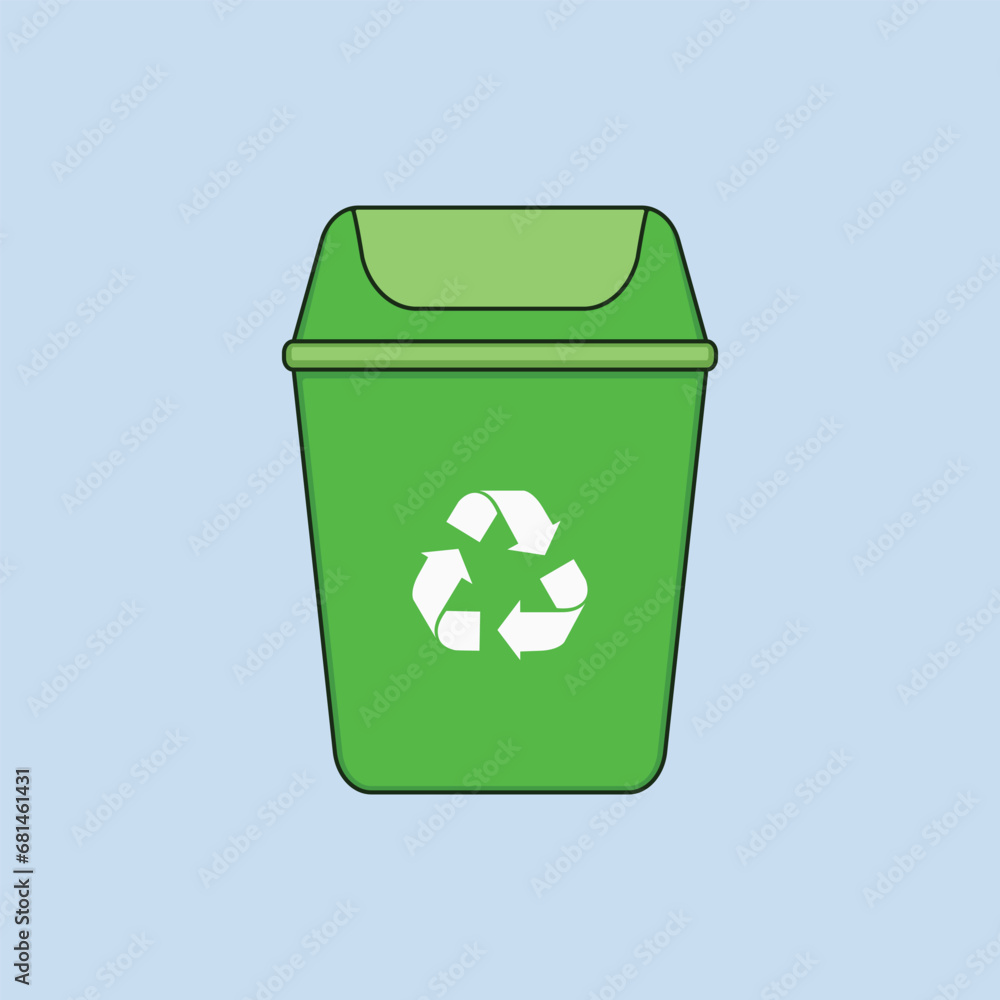 Green Dustbin Vector Illustration Icon Recycle Bin Icon Vector Green Dustbin Vector Illustration Icon Recycle Bin Icon Vector
