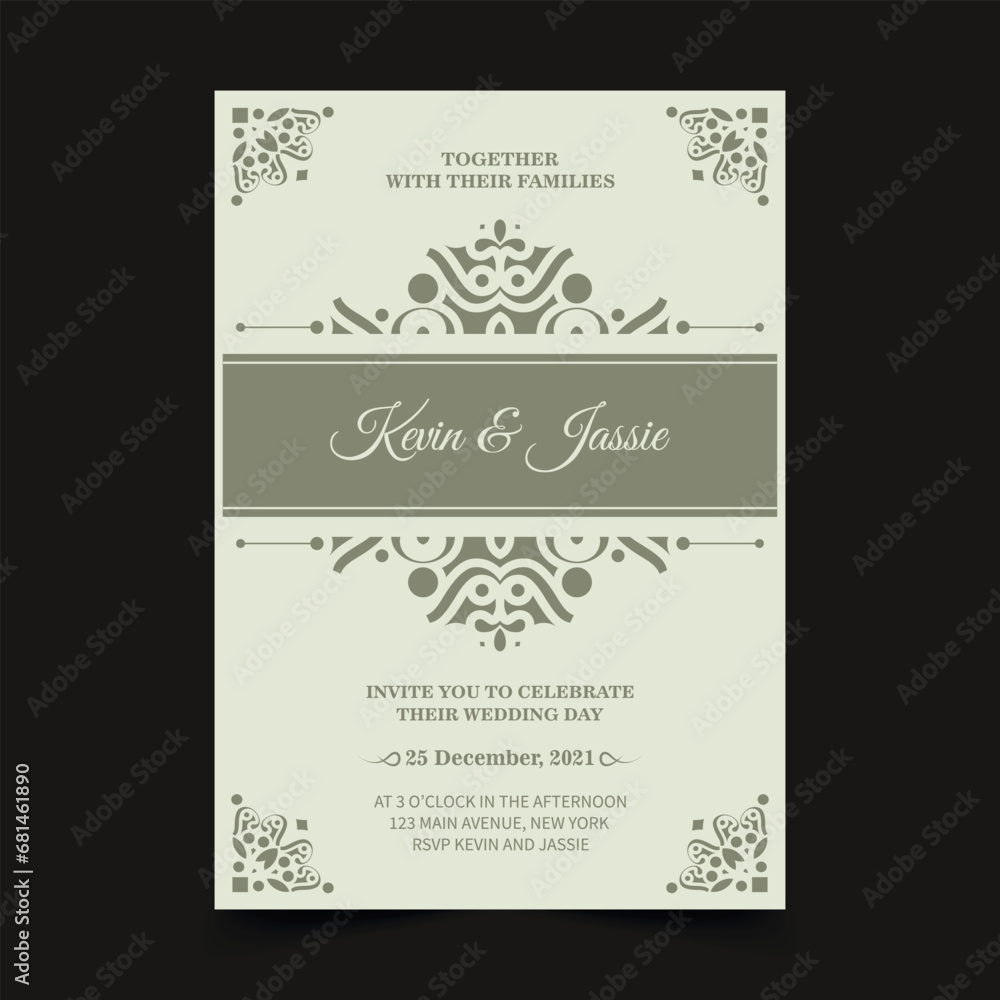 Vintage wedding invitation with pattern motif