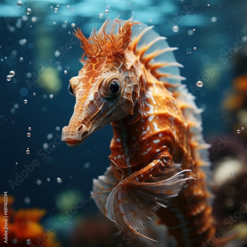 Photo of a resilient and enduring sea horse. Generative AI