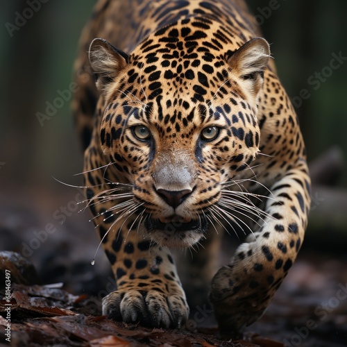 Photo of a striking and elusive jaguar. Generative AI