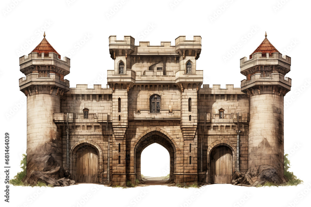 Historical Castle Elements Alone Isolated on a transparent background