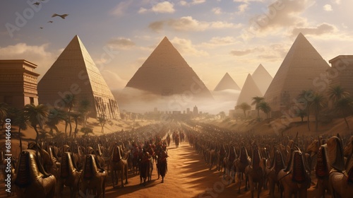 a grand procession celebrating the victory of an Egyptian pharaoh in battle photo