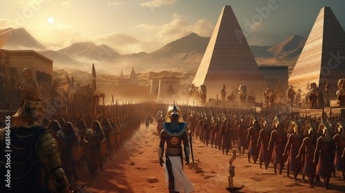 a grand procession celebrating the victory of an Egyptian pharaoh in battle