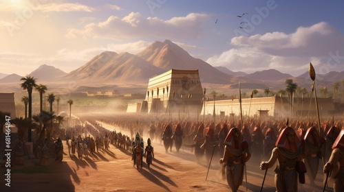 a grand procession honoring the pharaoh's return from a victorious campaign