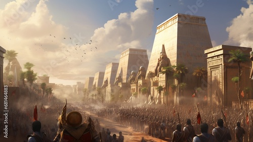a grand procession honoring the pharaoh's return from a victorious campaign