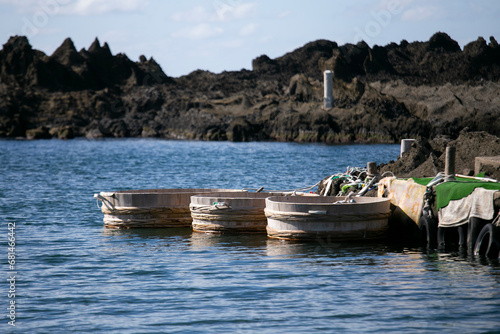 Canvas Print A tarai-bune, or tub-turned boat, is a traditional Japanese fishing boat found mainly on Sado Island in Niigata prefecture, Japan