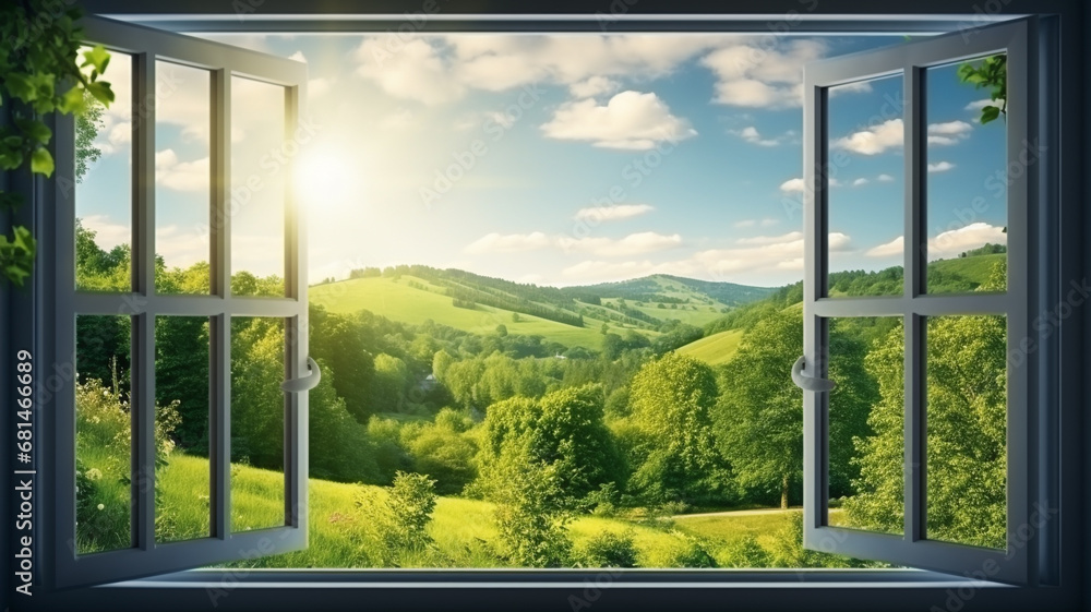 Landscape nature view background. view from window Landscape nature view background. view from window