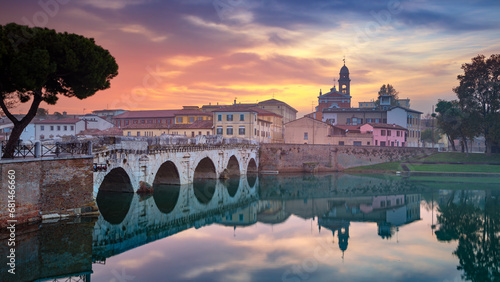 Obraz na płótnie Rimini, Italy. Cityscape image of historical center of Rimini, Italy at sunrise. w salonie
