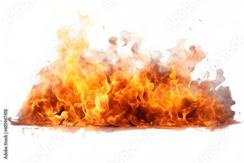burning fire isolated on transparent background ,horizontal fire effect ,generative ai