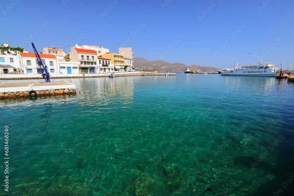 Calm sea in Saint Nicholas bay, Crete, Greece, Europe.