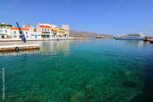 Fototapeta Naklejka Na Ścianę i Meble -  Calm sea in Saint Nicholas bay, Crete, Greece, Europe.