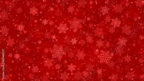 Perfect Merry Christmas Festival Celebration Snow Fall Vector Illustrator Background for Social Media Posts - Winter Season Snow Flakes Falling in Red Background 