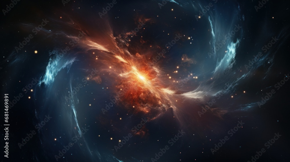 Galaxy spiraling with sparkling stars and glowing nebula AI generated illustration Galaxy spiraling with sparkling stars and glowing nebula AI generated illustration