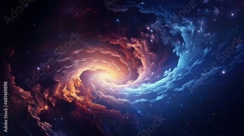 Galaxy spiraling with sparkling stars and glowing nebula AI generated illustration © ArtStage