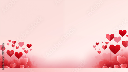 Walentynkowe minimalistyczne pastelowe tło dla zakochanych par - miłość w powietrzu pełna serc. Wzór do projektu baneru
