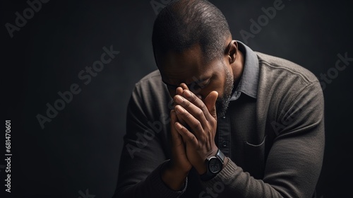 Whispering Prayers: African American Young Man Seeking Grace in White © Kristian