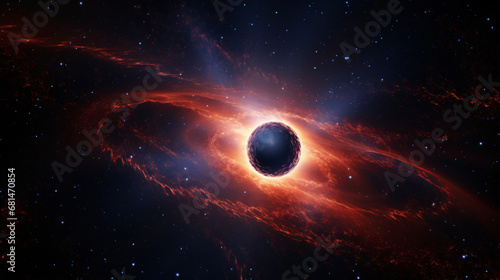A picture showcasing a black hole located in the center