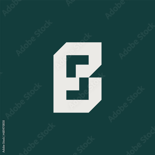 futuristic letter B logo with S negative space