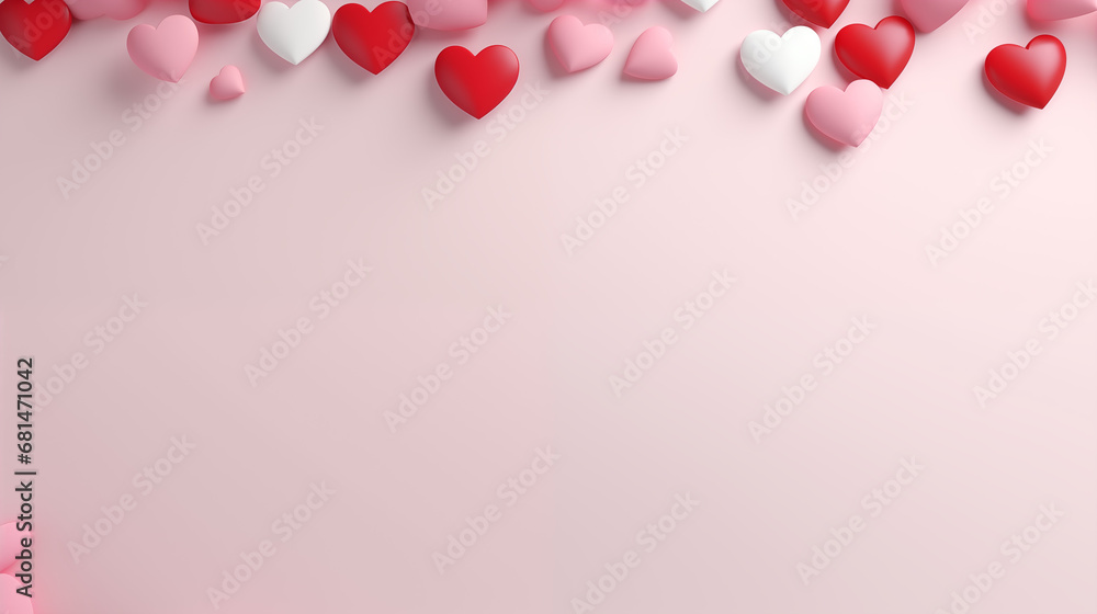 Walentynkowe abstrakcyjne pastelowe tło dla zakochanych par - miłość w powietrzu pełna serc.  Wzór do projektu baneru - obrazy, fototapety, plakaty 