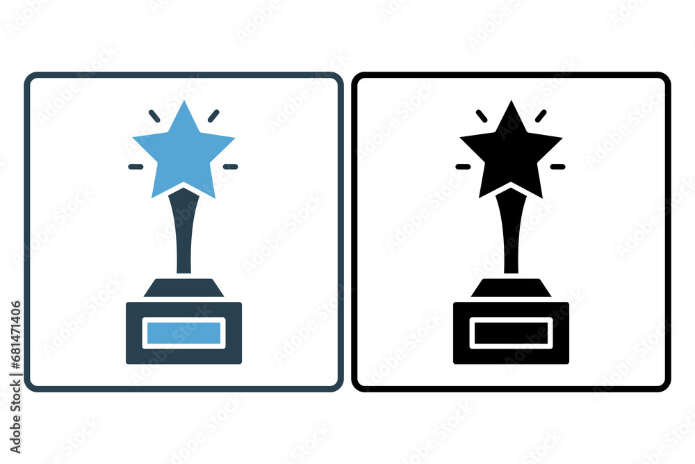 excellence icon. trophy with stars. icon related to core values. solid icon style. simple vector design editable