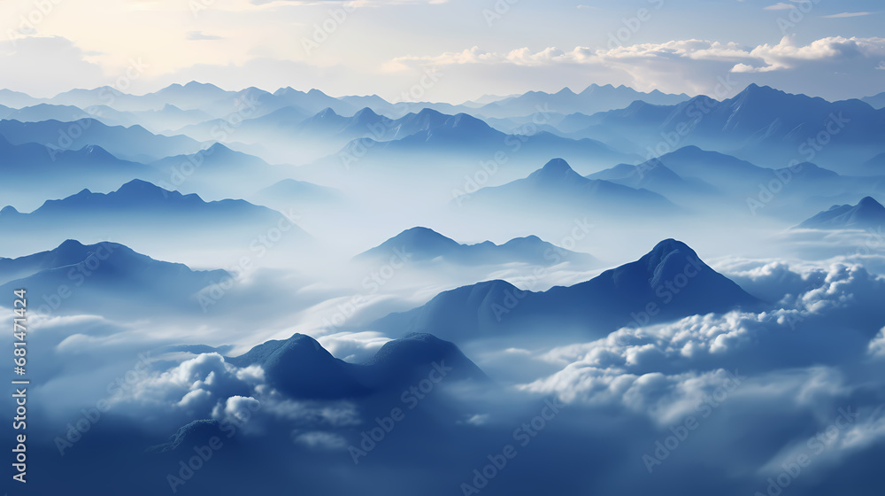 Blue mountains abstract background poster web page PPT, abstract art background Blue mountains abstract background poster web page PPT, abstract art background