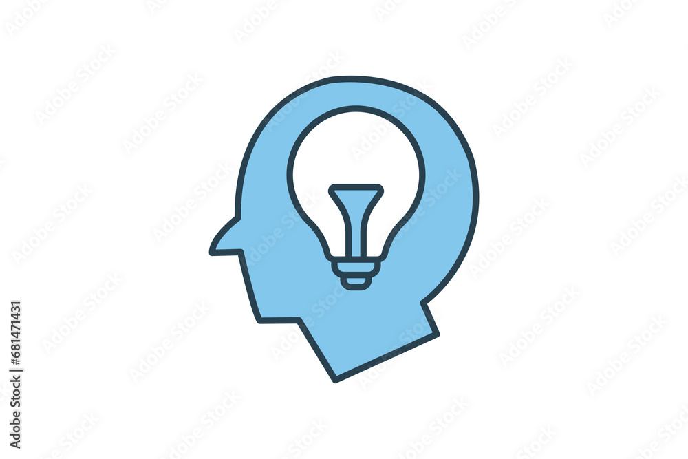 creativity icon. head with light bulb. icon related to core values, idea, business. flat line icon style. simple vector design editable creativity icon. head with light bulb. icon related to core values, idea, business. flat line icon style. simple vector design editable