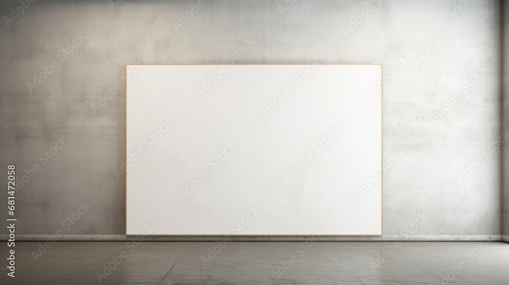 Large blank canvas hanging on the gallery wall AI generated illustration Large blank canvas hanging on the gallery wall AI generated illustration