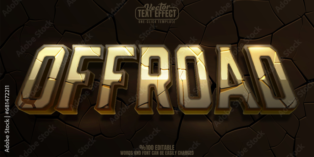 Fototapeta premium Offroad editable text effect, customizable adventure and terrain 3D font style